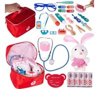 Malplay Jouet Médecin "Petit Denist" Mallette De Médecin Avec Accessoires En Bois Jeu De Rôle Médecin Pour Enfants De 3 Ans Et Plus