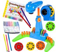 Malplay Jouets Kratives Projecteur Bleu Pour Dessiner + Accessoires 12 Flamas 21 Diapositives Peindre Tableau Magique Pour Enfants A partir de 3 ans