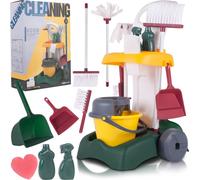 MalPlay Kit de nettoyage pour enfants Kit de nettoyage avec seau Balai à franges 14 accessoires TLG Pour enfants à partir de 3 ans