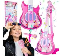 Malplay Kit guitare rock électrique + microphone trépied | Jouet musical | Enfants à partir de 3 ans | Musicien, chanteur | Support de microphone réglable en hauteur