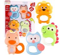 MalPlay Lot de 10 hochets en caoutchouc pour bébé - Anneaux de dentition - Jouet de préhension pour enfants dès la naissance