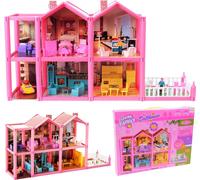 Malplay Maison de Poupée Avec Meubles Et Accessoires Incl. Personnages De La Famille Et Voiture Cadeau Formidable Pour Les Enfants De 3 Ans Et Plus