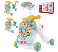 MalPlay Monkey Chariot d'apprentissage interactif 4 en 1 pour bébé à partir de 18 mois, avec poignée réglable en hauteur