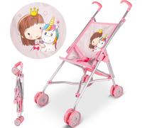Malplay Poussette de poupée Pliable légère rose Licorne Motif Princesse Geshcenk dès 3 ans