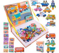 MalPlay Puzzle magnétique - Livre de véhicules sur aimant - 65 pièces - À partir de 3 ans - Cadeau