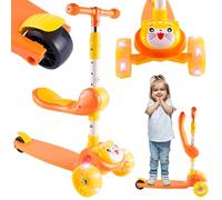 MalPlay Rider Trottinette pliante à 3 roues LED avec chat Orange Jusqu'à 78 cm Charge max. 30 kg Frein à pied