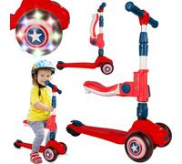 Malplay | Scooter tricycle rouge | à partir de 2 ans | trottinette de ville avec siège | roues Led | guidon réglable cadeau