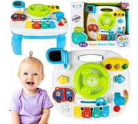 MalPlay Table pédagogique avec volant Jouets interactifs Piano musical 18 mois et plus Bruits de voiture Mélodies joyeuses