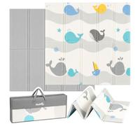 MalPlay Tapis d'éveil double face pour bébé, 120 x 120 cm, tapis de jeu pliable XPE, tapis d'éveil rembourré, tapis de sol lavable pour enfants, tapis de jeu avec sac de transport
