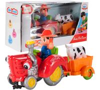 MalPlay Tracteur avec remorque | Jeu de rôle Tracteur avec remorque avec animaux | avec son et lumière | Cadeau pour filles et garçons | Jouets à la ferme pour jeunes enfants