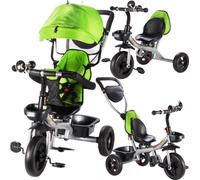 Malplay Tricycle pour enfants 3-In-1 | Vert | Tricycle pour enfants avec siège pivotant à 360° | Sacoche pour toit solaire | Capacité de charge jusqu'à 30 Kg | Ultraléger | Pour enfants à partir de 2