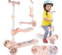 Malplay | tricycle pour enfants | trottinette à partir de 2 ans | trottinette pour enfants | trottinette pliante avec roues LED et siège | rose | réglable en hauteur trottinette urbaine