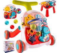Malplay Trotteur Tableau pédagogique interactif 2en1 Tableau musical Horloge 12 mois et + Cadeau, 3 balles