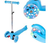 MalPlay Trottinette Enfant 3 Roues LED Guidon Réglable Bleu 50 kg | Trottinette lumineuse pour garçon et fille dès 3 ans, 3 roues stables en PU, guidon réglable 51-68 cm