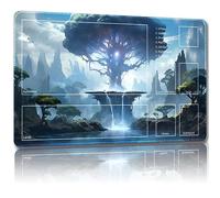 Malqiqi Tapis de jeu MTG, Sacs de rangement gratuits, 61 x 35,6 cm, Tapis de jeu de société pour cartes, Tapis de souris (arbre de vie - combat auxiliaire)