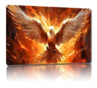 Malqiqi Tapis de Jeu pour MTG avec Sacs de Rangement Gratuits, 61 x 35,6 cm, pour JCC et Jeux de Société - Tapis de Souris Aigle Flamme 1, Standard