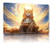 Malqiqi Tapis de jeu pour MTG avec sacs de rangement gratuits, 61 x 35,6 cm, tapis de jeu TCG et tapis de jeu de société pour cartes (chat 2-combat auxiliaire)