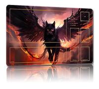 Malqiqi Tapis de jeu pour MTG, avec sacs de rangement gratuits, tapis de jeu 61 x 35,6 cm, tapis de jeu JCC et tapis de jeu de société pour cartes, tapis de souris (chat 5-combat auxiliaire)