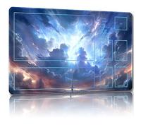 Malqiqi Tapis de jeu pour MTG, avec sacs de rangement gratuits, tapis de jeu 61 x 35,6 cm, tapis de jeu JCC et tapis de jeu de société pour cartes, tapis de souris (Sky 3-Combat auxiliaire)