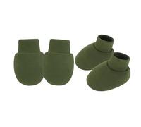 MALSSE 1 ensemble de moufles pour nouveau-nés avec chaussettes rayées sur peau sensible, confortables et respirantes, gants et couvre-pieds pour nouveau-nés, vert militaire, Taille unique