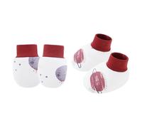 MALSSE 1 ensemble de moufles pour nouveau-nés avec chaussons pour les rayures sur les peaux sensibles Gants et chaussettes confortables et respirants en coton doux, Planète Violet, Taille unique