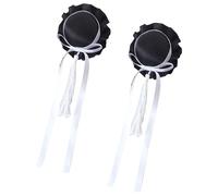 MALSSE 1 paire de pinces à cheveux en ruban avec pompons pour femme - Couvre-chignon - Pour cosplay