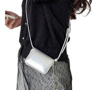 MALSSE 2024 NOUVEAU Sacs à bandoulière en cuir PU résistant aux éclaboussures Sac pour téléphone portable Fille Femme Mode Bandoulière Vintage Carré Petit sac à bandoulière, Argenté., One Size