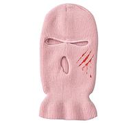 MALSSE 3 trous couverture complète du visage tricoté cache-cou d'hiver brodé sports de plein air cyclisme chapeau pour homme femme Nouvel An, a, Taille unique