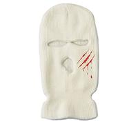 MALSSE 3 trous couverture complète du visage tricoté cache-cou d'hiver brodé sports de plein air cyclisme chapeau pour homme femme Nouvel An, b, Taille unique