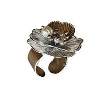 MALSSE Bague en acier avec perles blanches exquises pour femme - Réglable - Bijoux tendance pour anniversaire ou mariage