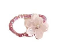 MALSSE Bagues élastiques pliables en acrylique avec fleurs violettes - Accessoire de bijoux tendance coréen pour femme - Cadeau fait à la main - Fleur en acrylique pour un usage quotidien, taille