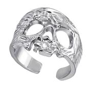 MALSSE Bagues vintage en argent thaïlandais réglables pour fêtes d'Halloween et tenues quotidiennes, One Size, Comme décrit, Comme décrit.