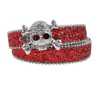 MALSSE Blingbling Strass Ceinture cloutée Tête de mort Boucle Costumes Strass Heavy Duty pour Jeans Pantalon pour Femmes Mode Hommes Corset pour Robes Chaîne, Rouge, taille unique