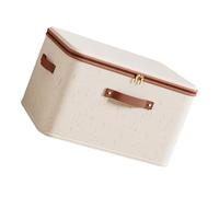 MALSSE Boîte de rangement à fermeture éclair Tianshan en tissu de lin pour la maison, boîte de rangement avec couvercle pour vêtements, coton et lin