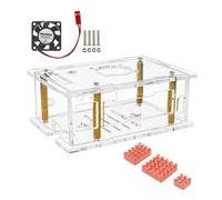 MALSSE Boîtier en acrylique pour RV2 avec refroidisseurs de ventilateur de refroidissement Coque transparente pour carte de développement RV2 Accessoires Coque de dissipation de la chaleur