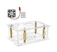 MALSSE Boîtier en acrylique pour RV2 avec refroidisseurs de ventilateur de refroidissement Coque transparente pour carte de développement RV2 Accessoires Coque de dissipation de la chaleur