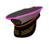 MALSSE Chapeau de capitaine brodé à LED réglable pour les fêtes de nuit et les événements en plein air Chapeau de festival de nuit