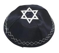 MALSSE Chapeau Kippa Israël pour homme élégant brodé étoile Kippa chapeau rond Yarmulke respirant Juifs Israëls Coiffe en coton Kippa, bleu marine, Taille unique
