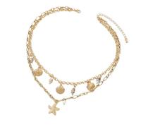 MALSSE Collier de coquillages multicolores - Bijoux sophistiqués - Chaîne empilable - Pour les fêtes de plage, le quotidien, la plage - Pour femme, taille unique, Comme décrit, Comme décrit.