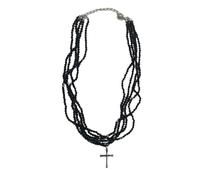 MALSSE Collier de perles catholiques religieuses avec pendentif crucifix pour femme et homme Cadeau de baptême résistant à la décoloration, taille unique, Comme décrit, Comme décrit.