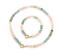 MALSSE Collier de perles en pierre naturelle de couleur arc-en-ciel et ensemble d'accessoires faits à la main pour un usage quotidien