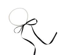MALSSE Collier nœud ruban délicat accessoire élégant imitation perles collier chaîne ornement pour femme avant-gardiste collier élégant, taille unique, Comme décrit, Comme décrit.