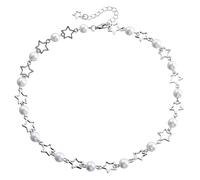 MALSSE Collier ras-du-cou en perles élégant avec étoile ajourée pour afficher votre charme personnel pour femme