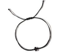 MALSSE Cordon tissé à la main avec breloque crucifix réglable pour homme - Cadeau élégant - Noir - Style minimaliste - Bijou de tous les jours