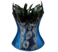 MALSSE Corset gainant à plumes pour femme - Corset amincissant - Soutien - Ceinture amincissante - Corset pour robe - Haut pour bustier, bleu, XXX-Large