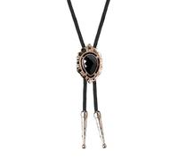 MALSSE Cravate en pierre délicate tressée Punk Cravate Western Gravure Charme pour chemise jeans Bolo Tie, Corde en laine doré buc, taille unique