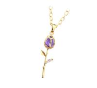 MALSSE Élégant collier avec pendentif tulipes en cuivre doré avec cristaux décoratifs pour toutes les occasions, taille unique, Comme décrit, Comme décrit.