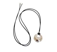 MALSSE Élégant collier cordon avec pendentif rond jeune cordon PU collier breloque avec anneaux ronds pendentif pour les amateurs de mode jeune accessoire de mode, taille unique, Comme décrit, Comme
