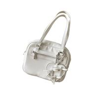 MALSSE Élégant petit sac carré coréen élégant sac à bandoulière avec nœud décoratif en cuir PU sac à main décontracté sac à main PU, a, One Size