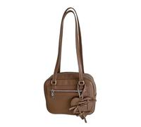 MALSSE Élégant petit sac carré coréen élégant sac à bandoulière avec nœud décoratif en cuir PU sac à main décontracté sac à main PU, kaki, One Size